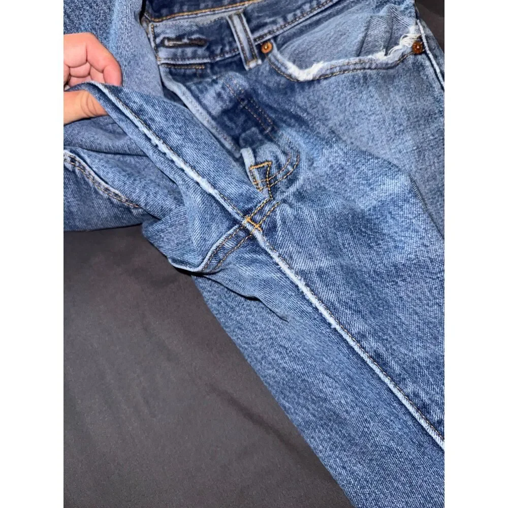Levi's 501 Men's W34 100% Cotton Button Fly Jeans Natural Distress (Hemmed)